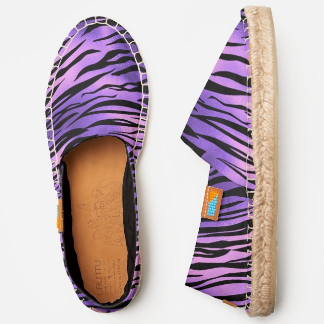 Vibrant Purple Violet Tiger Stripes Zebra Espadrilles (Side)