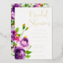 Vibrant Purple Watercolor Bouquet Bridal Shower Foil Invitation