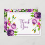 Vibrant Purple Watercolor Bouquet Bridal Shower  Thank You Card