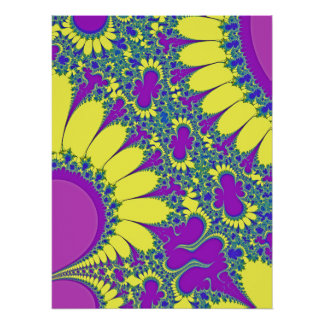 Vibrant Purple & Yellow Fractal Abstract Poster