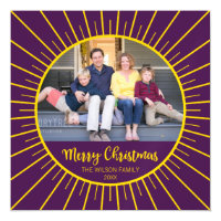 Vibrant Purple Yellow Starburst Merry Christmas Magnetic Card