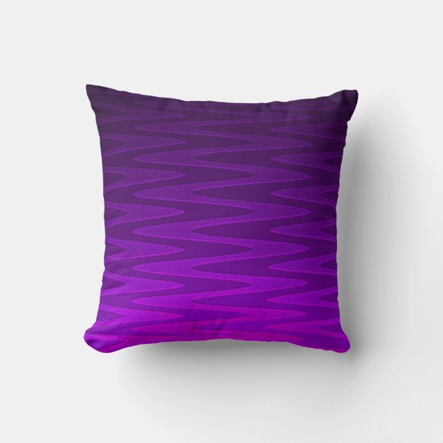 Vibrant Purple Zigzag Pattern Throw Pillow (Front)