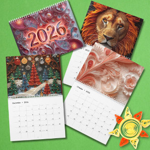Vibrant Quilled Designs 2026 Calendar