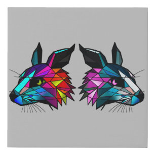 Vibrant Rabbits Throw Blanket Drawstring Bag Faux Canvas Print