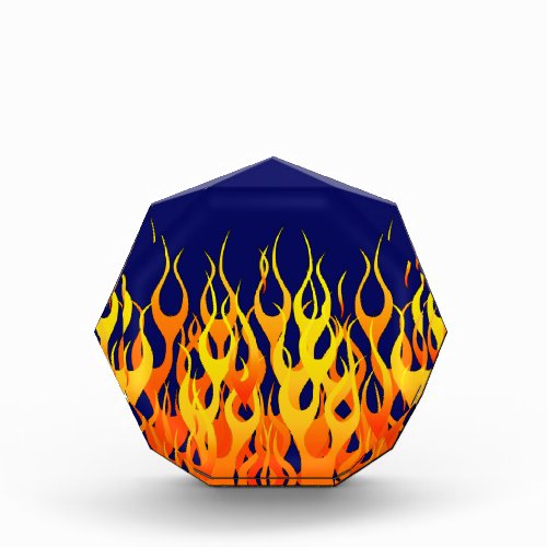 Vibrant Racing Flames on Navy Blue Acrylic Award