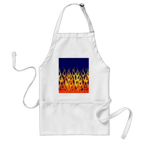 Vibrant Racing Flames on Navy Blue Adult Apron