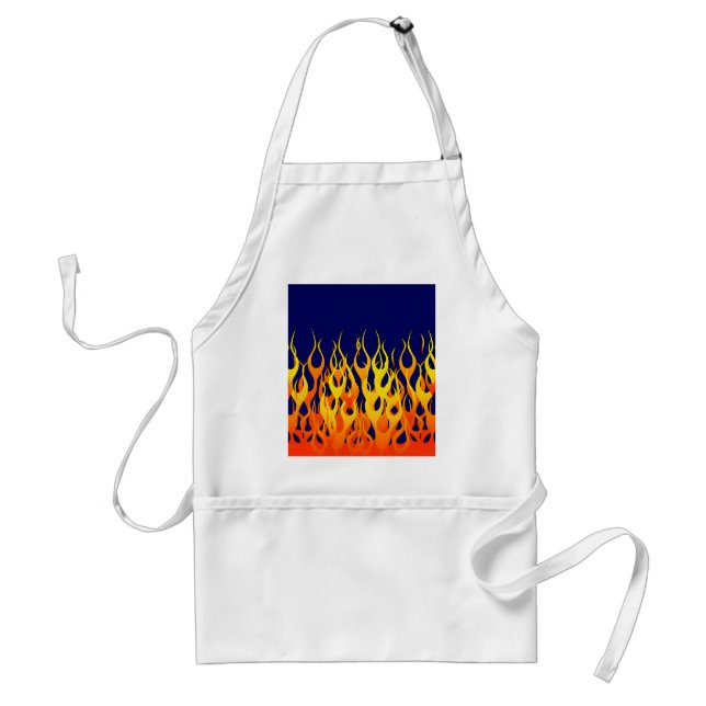 Vibrant Racing Flames on Navy Blue Adult Apron (Front)