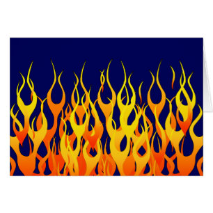 Vibrant Racing Flames on Navy Blue Cards