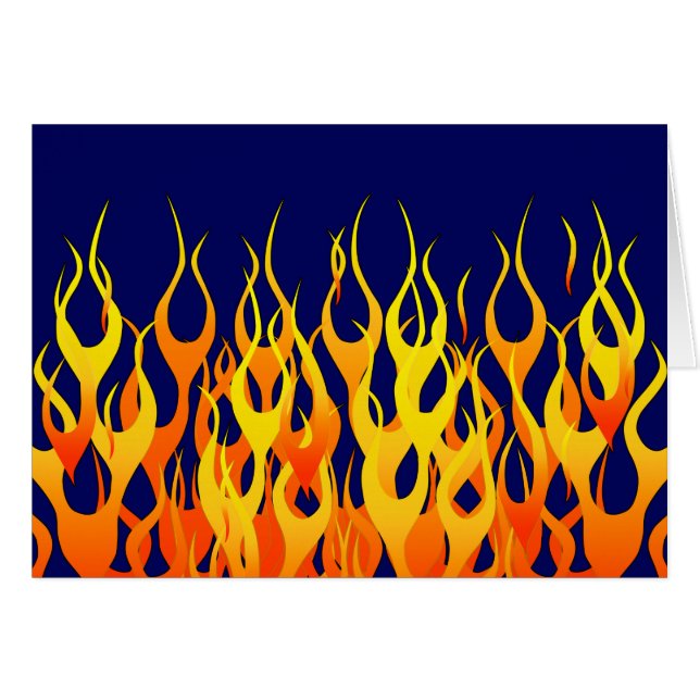 Vibrant Racing Flames on Navy Blue Cards (Front Horizontal)