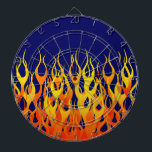 Vibrant Racing Flames on Navy Blue Dartboard<br><div class="desc">A hot rod racy automotive cool orange on blue pin stripe flames graphic design decor that can always make for a great custom gift for yourself or for someone special on your list, these are sure to make an impression on any festive occasions. Email us using the "Ask this Designer"...</div>