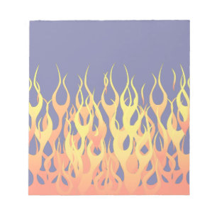 Vibrant Racing Flames on Navy Blue Notepad
