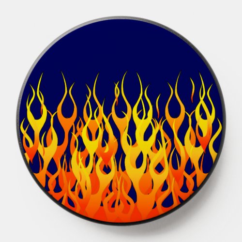 Vibrant Racing Flames on Navy Blue PopSocket