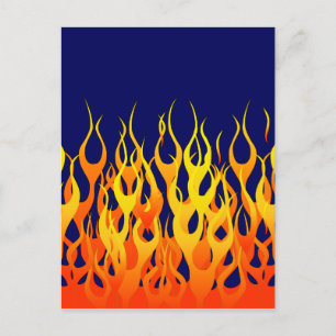Vibrant Racing Flames on Navy Blue Postcard