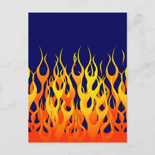 Vibrant Racing Flames on Navy Blue Postcard