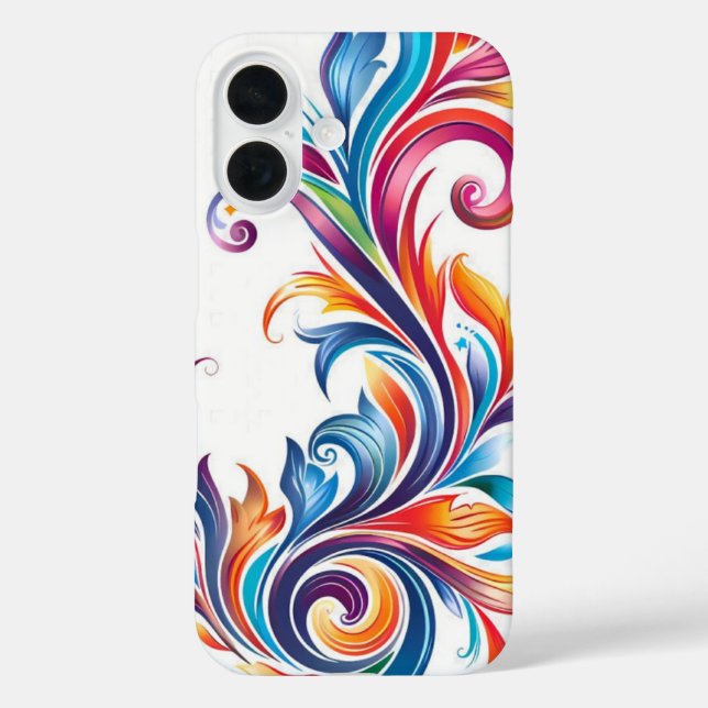 Vibrant Rainbow Baroque Scrollwork Floral Pattern Case-Mate iPhone Case (Back)