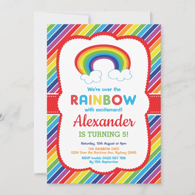 Vibrant Rainbow Birthday Party Colorful Pattern Invitation (Front)