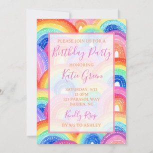 Vibrant Rainbow Birthday Party Invitation