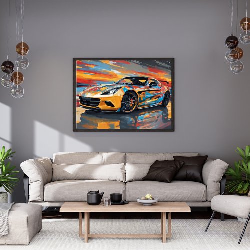 Vibrant Rainbow Car Poster