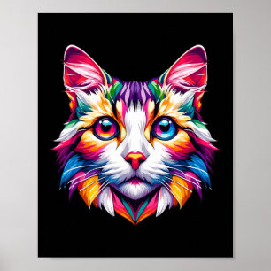 Vibrant Rainbow Cat Cat Lovers Kitty Enthusiast Poster