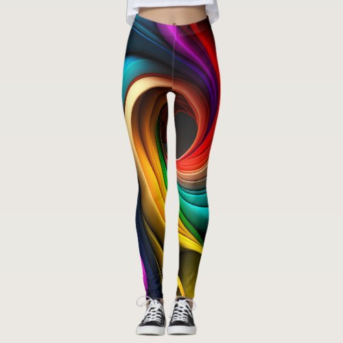 Vibrant rainbow_colored abstract design leggings