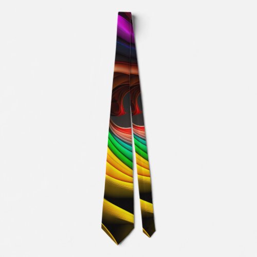 Vibrant rainbow_colored abstract design neck tie