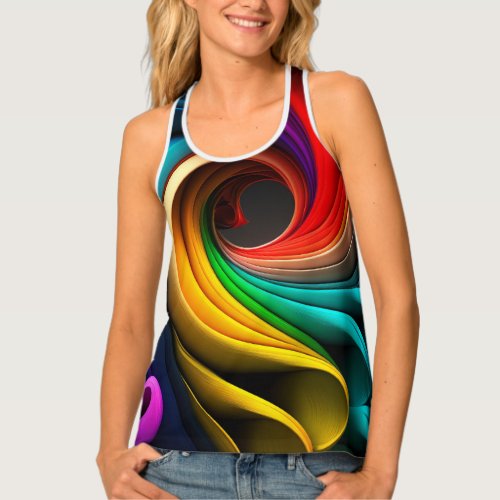 Vibrant rainbow_colored abstract design tank top