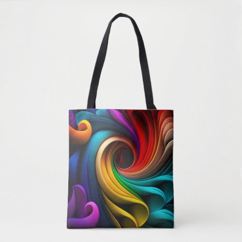Vibrant rainbow_colored abstract design tote bag