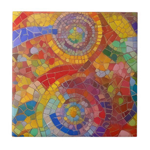 Vibrant Rainbow Colorful Mosaic Art Ceramic Tile