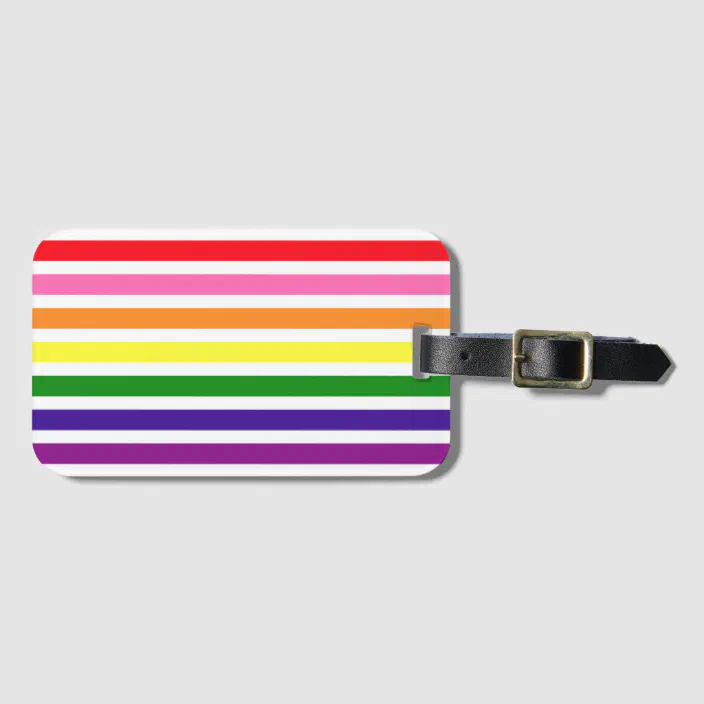 Soft luggage tag Abstract Rainbow Colored Shades Straight Band Stripes Trendy Vibrant Tones Artistic Design Bendable Multicolor W2.7 x L4.6