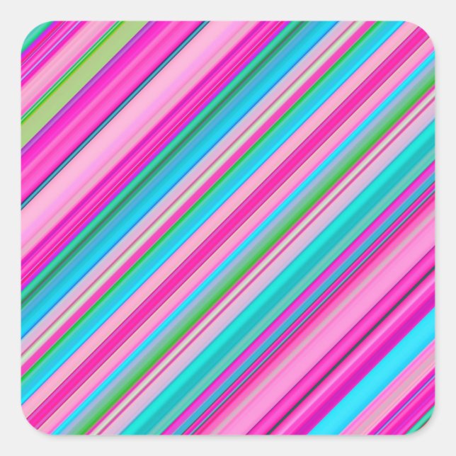 Vibrant Rainbow Colors Stripes Pattern-21056 Square Sticker (Front)