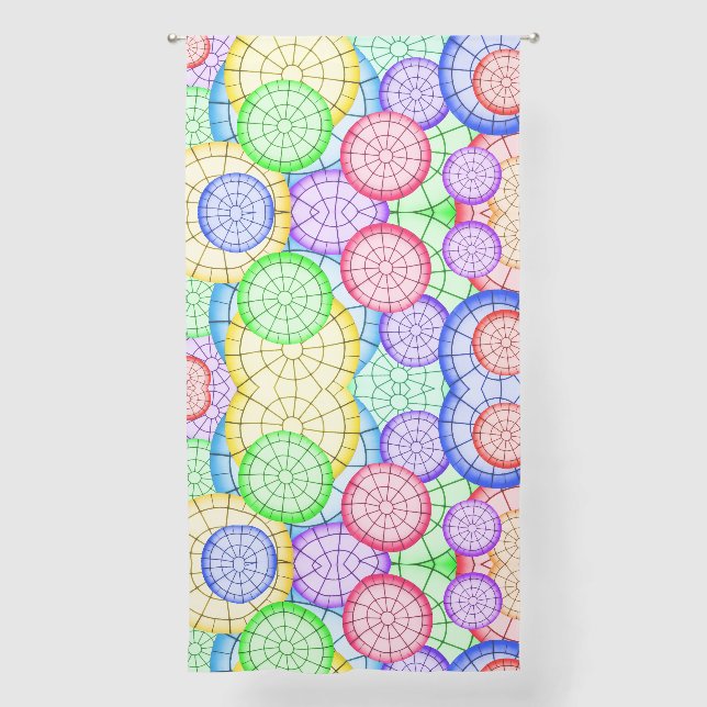 Vibrant Rainbow Concentric Circles Sheer Curtains (Front)