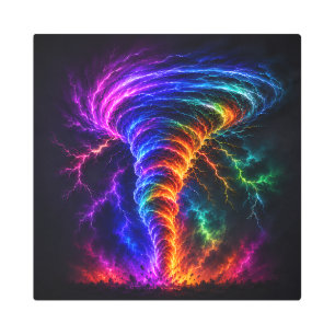 Vibrant Rainbow Energy Vortex Electrifying Tornado Metal Print