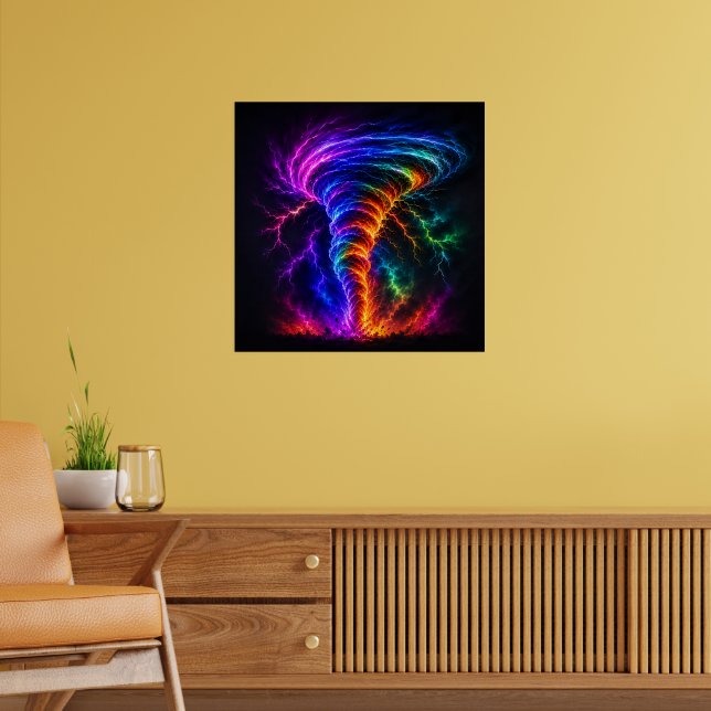 Vibrant Rainbow Energy Vortex Electrifying Tornado Poster (Living Room 2)