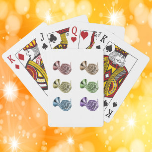 Vibrant Rainbow French Horn Pop Art Design Poker Cards