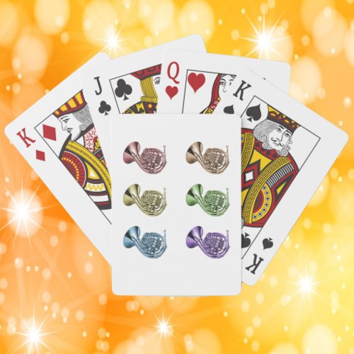 Vibrant Rainbow French Horn Pop Art Design Poker Cards