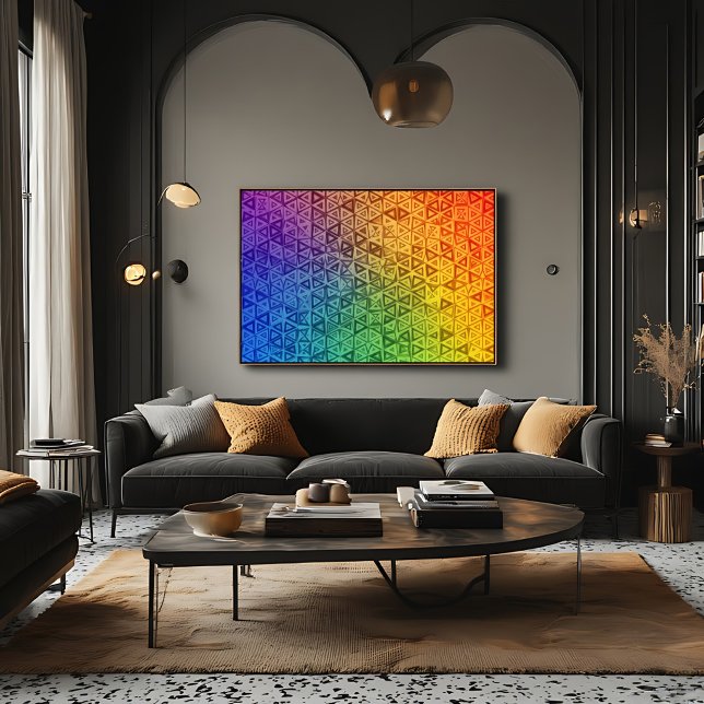 Vibrant Rainbow Geometric Triangle Gradient Canvas Print (Creator Uploaded)