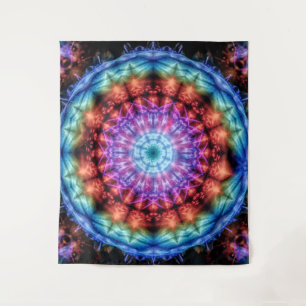 Vibrant Rainbow Kaleidoscope Colorful Mandala Tapestry