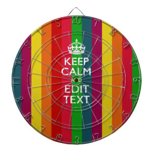 Vibrant Rainbow Keep Calm And Your Text Customize Dartboard With Darts