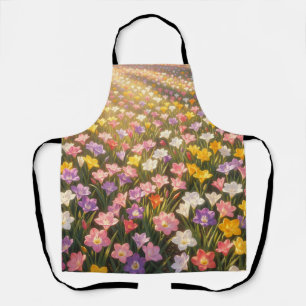 Vibrant Rainbow Lily Flower Field Apron