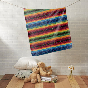 Vibrant Rainbow Mexican Serape Stripes Baby Swaddl Blanket