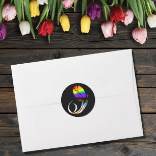 Vibrant Rainbow Minimalist Tulip LGBTQ+  Classic Round Sticker