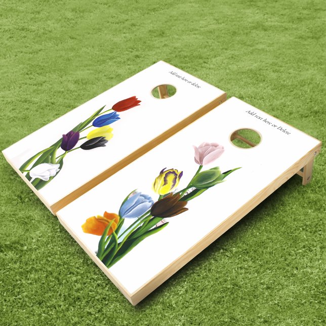 Vibrant Rainbow Minimalist Tulip LGBTQ+  Cornhole Set (Creator Uploaded)