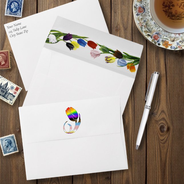 Vibrant Rainbow Minimalist Tulip LGBTQ+  Envelope (Creator Uploaded)
