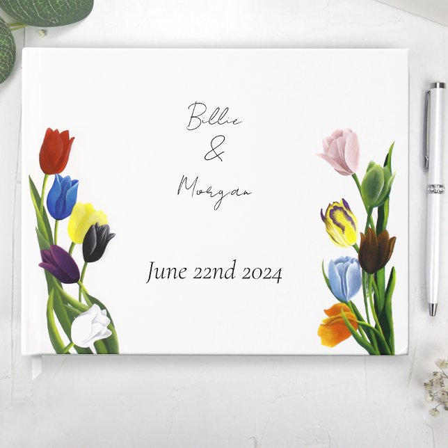Vibrant Rainbow Minimalist Tulip LGBTQ+  Guest Book (Creator Uploaded)