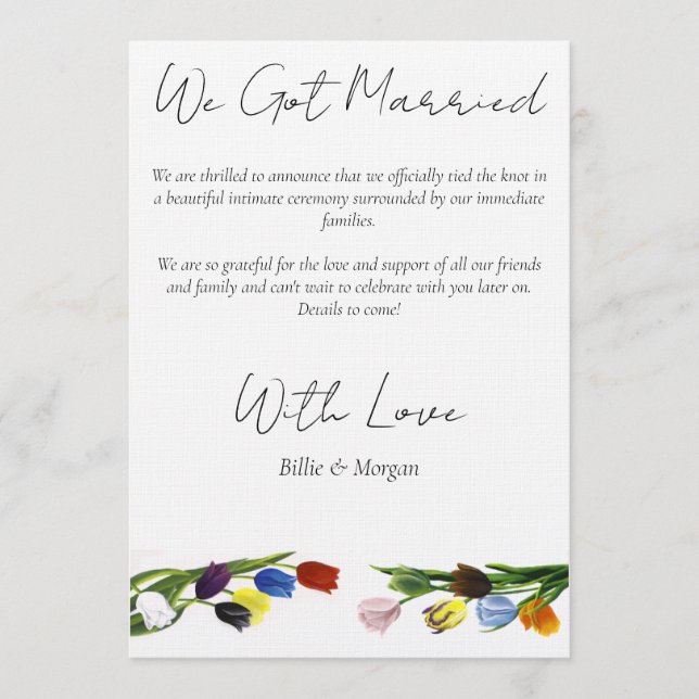 Vibrant Rainbow Minimalist Tulip LGBTQ+  Invitation (Front)