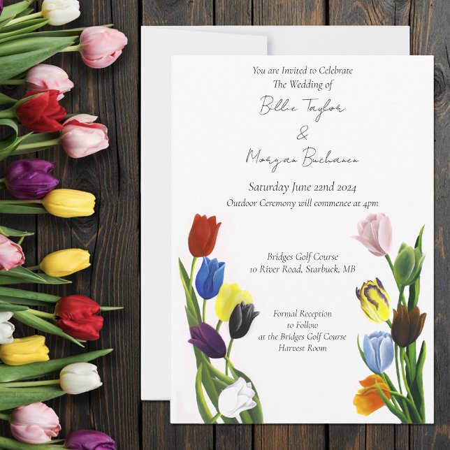 Vibrant Rainbow Minimalist Tulip LGBTQ+  Invitation (Creator Uploaded)