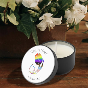 Vibrant Rainbow Minimalist Tulip LGBTQ+  Mini Candle Favors