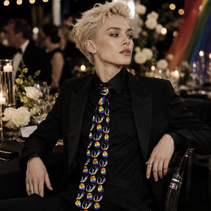 Vibrant Rainbow Minimalist Tulip LGBTQ+  Neck Tie