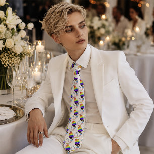 Vibrant Rainbow Minimalist Tulip LGBTQ+  Neck Tie