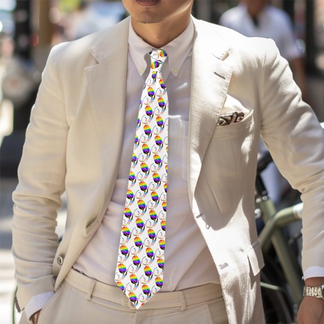 Vibrant Rainbow Minimalist Tulip LGBTQ+  Neck Tie (Creator Uploaded)